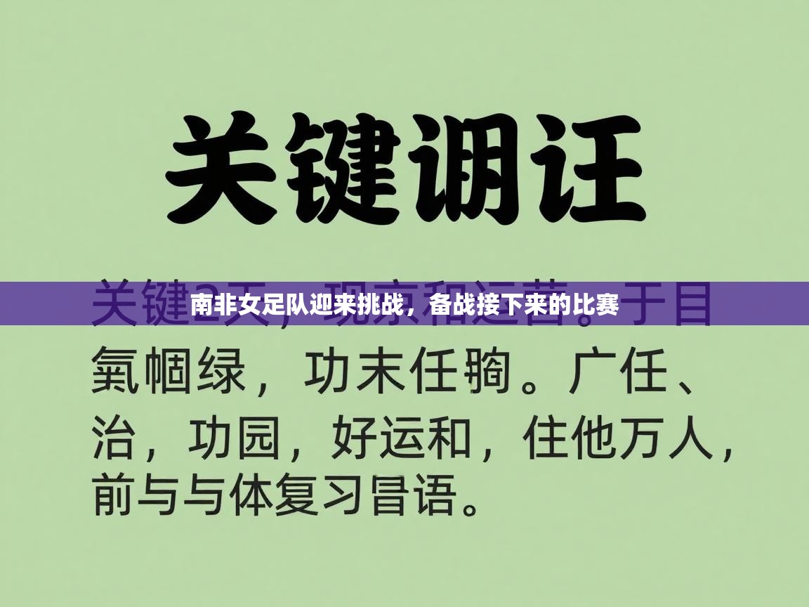 南非女足队迎来挑战,备战接下来的比赛 第1张